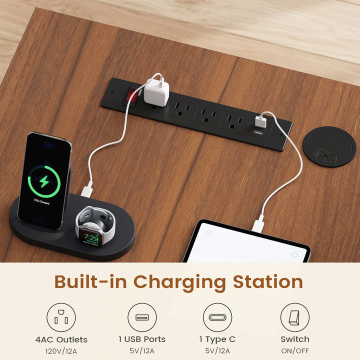 SEDETA® 78.7 Inch Corner Computer Desk L Shaped Executive Desk Modern Large Home Office Desk with Power Outlet CPU Stand Storage Cabinet 3 Drawers