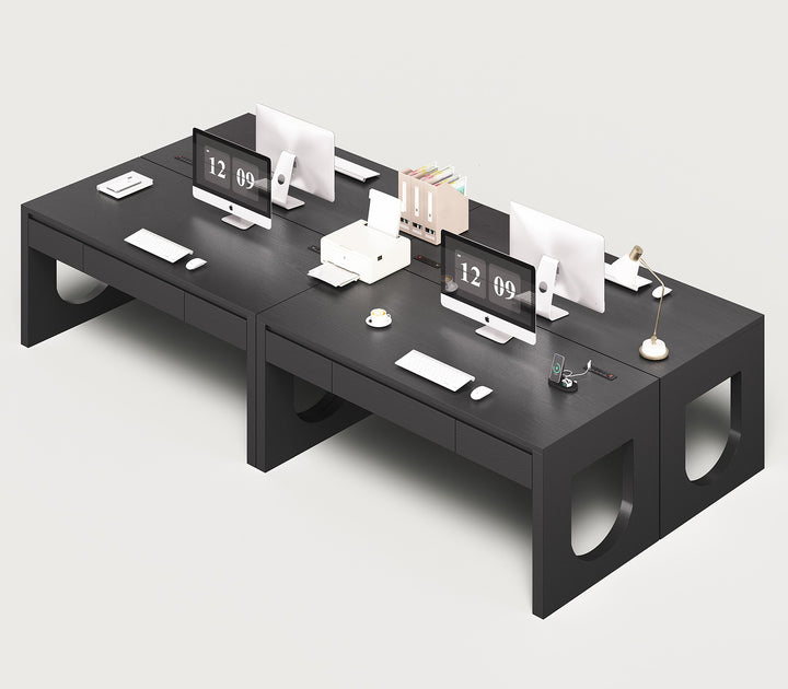 SEDETA 55 Inch Modern Office Desk with 3 Drawers Executive Desk with U-Shaped Legs Wood Computer Desk with Power Outlet Home Office Desks with Relief Texture