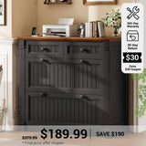 SEDETA® 33 Inch Farmhouse Filing Cabinets for Home Office fit Legal/Letter/A4 File Wood Office File Cabinet with Power Outlets Printer Stand 4 Drawers