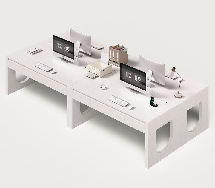 SEDETA 55 Inch Modern Office Desk with 3 Drawers Executive Desk with U-Shaped Legs Wood Computer Desk with Power Outlet Home Office Desks with Relief Texture