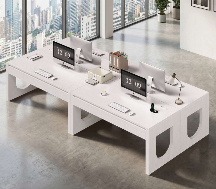 SEDETA 55 Inch Modern Office Desk with 3 Drawers Executive Desk with U-Shaped Legs Wood Computer Desk with Power Outlet Home Office Desks with Relief Texture