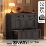 SEDETA 33 Inch 4 Drawers File Cabinet Farmhouse Filing Cabinets for Home Office fit Legal/Letter/A4 File Wood Office File Cabinet with Power Outlets Printer Stand with Storage