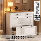 SEDETA 33 Inch 4 Drawers File Cabinet Farmhouse Filing Cabinets for Home Office fit Legal/Letter/A4 File Wood Office File Cabinet with Power Outlets Printer Stand with Storage