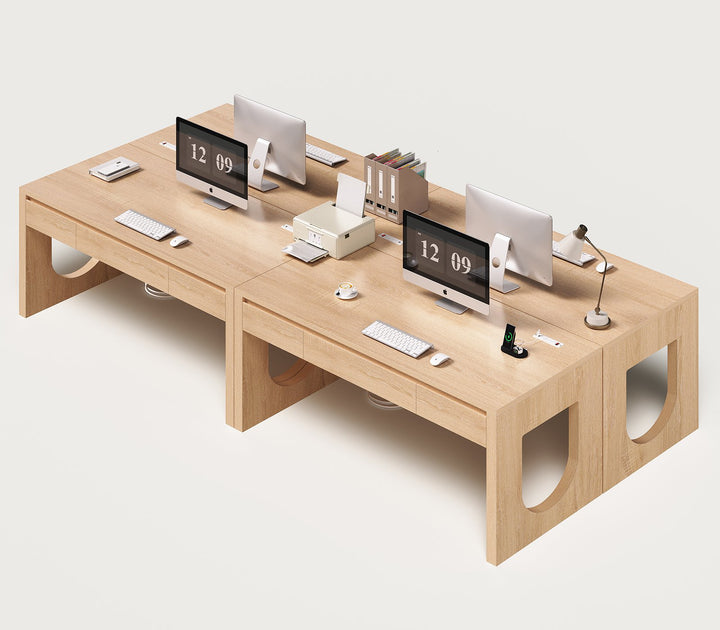 SEDETA 55 Inch Modern Office Desk with 3 Drawers Executive Desk with U-Shaped Legs Wood Computer Desk with Power Outlet Home Office Desks with Relief Texture