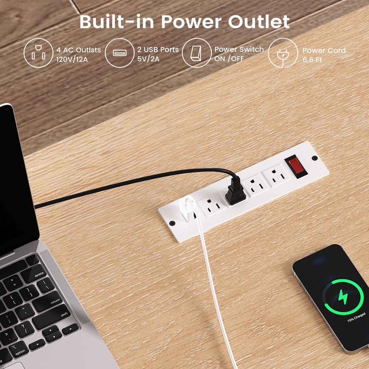 SEDETA 55 Inch Modern Office Desk with 3 Drawers Executive Desk with U-Shaped Legs Wood Computer Desk with Power Outlet Home Office Desks with Relief Texture