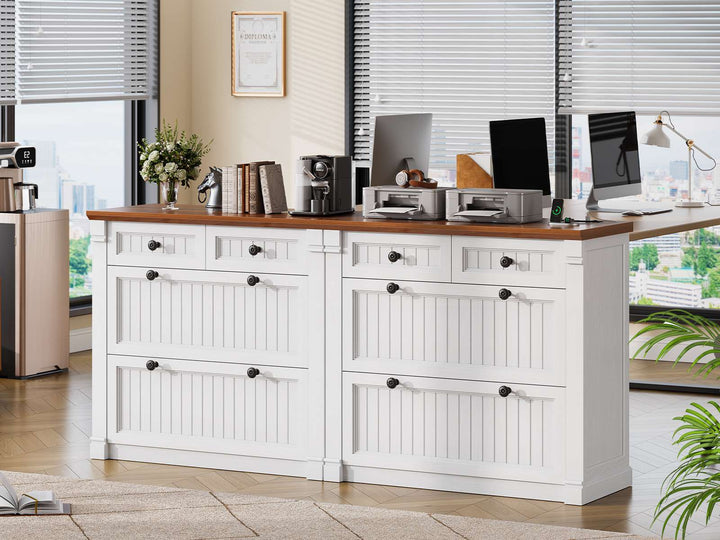 SEDETA | 33 Inch Wood Office File Cabinet with Power Outlets Printer Stand 4 Drawers Farmhouse Filing Cabinets for Home Office fit Legal/Letter/A4 File