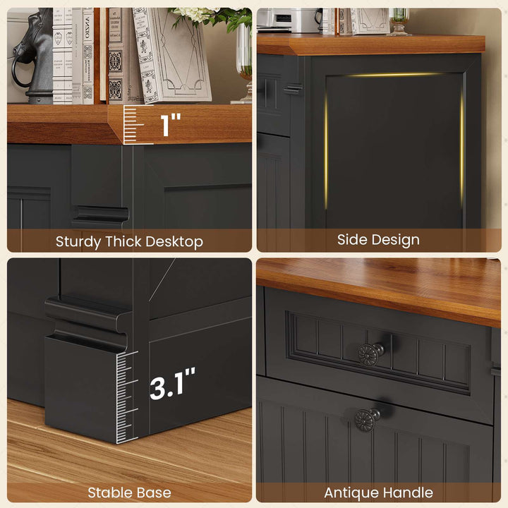 SEDETA | 33 Inch Wood Office File Cabinet with Power Outlets Printer Stand 4 Drawers Farmhouse Filing Cabinets for Home Office fit Legal/Letter/A4 File