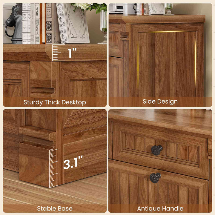 SEDETA | 33 Inch Wood Office File Cabinet with Power Outlets Printer Stand 4 Drawers Farmhouse Filing Cabinets for Home Office fit Legal/Letter/A4 File