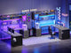 SEDETA L Shaped LED Gaming Desk with Drawers Reversible Computer Two Person Desk with File Drawer Storage Shelves Hutch Power Outlet