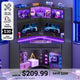 SEDETA 31.5 Inch Corner Small Computer Desk Gaming Desk with LED Lights Power Strip Drawers Storage Shelves Hutch for Home Office