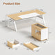SEDETA | 63 Inch Computer Desk with Privacy Baffle Modern Office Desk with 4 Hooks Power Outlet Executive Desk with Movable File Cabinet for Home Office