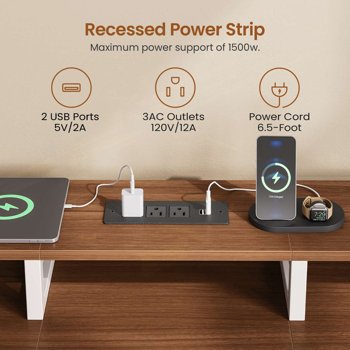 SEDETA® 94.5 Inch Long Office Computer Desk 2 Person Gaming Desk with Monitor Stand LED Lights 8 Drawers and Power Strip