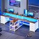 SEDETA® 94.5 Inch Long Office Computer Desk 2 Person Gaming Desk with Monitor Stand LED Lights 8 Drawers and Power Strip