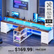 SEDETA® 94.5 Inch Long Office Computer Desk 2 Person Gaming Desk with Monitor Stand LED Lights 8 Drawers and Power Strip