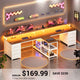 SEDETA® 94.5 Inch Long Office Computer Desk 2 Person Gaming Desk with Monitor Stand LED Lights 8 Drawers and Power Strip