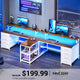 SEDETA 94.5 Inch 2 Person Gaming Desk Long Office Computer Desk with LED Lights 8 Storage Drawers Power Outlet