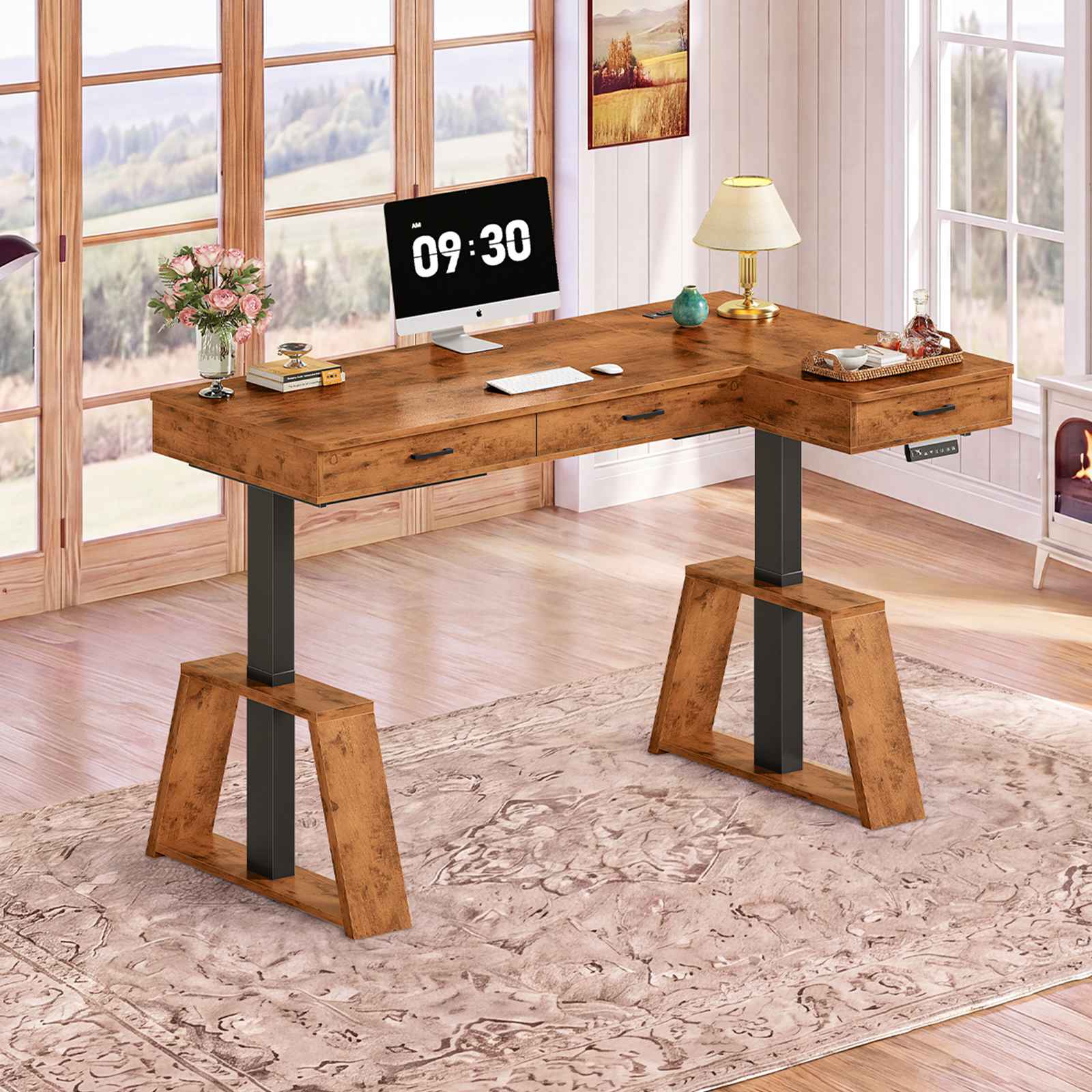 SEDETA 59 Inch L Shaped Electric Standing Desk Executive Height Adjust