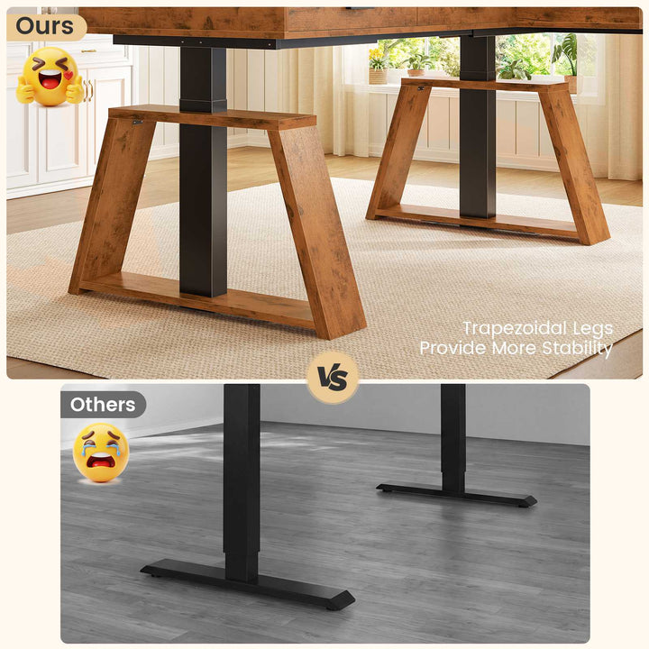 SEDETA 59 Inch L Shaped Electric Standing Desk Executive Height Adjustable Computer Desk with Drawers Power Outlets
