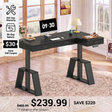 SEDETA 59 Inch L Shaped Electric Standing Desk Executive Height Adjustable Computer Desk with Drawers Power Outlets