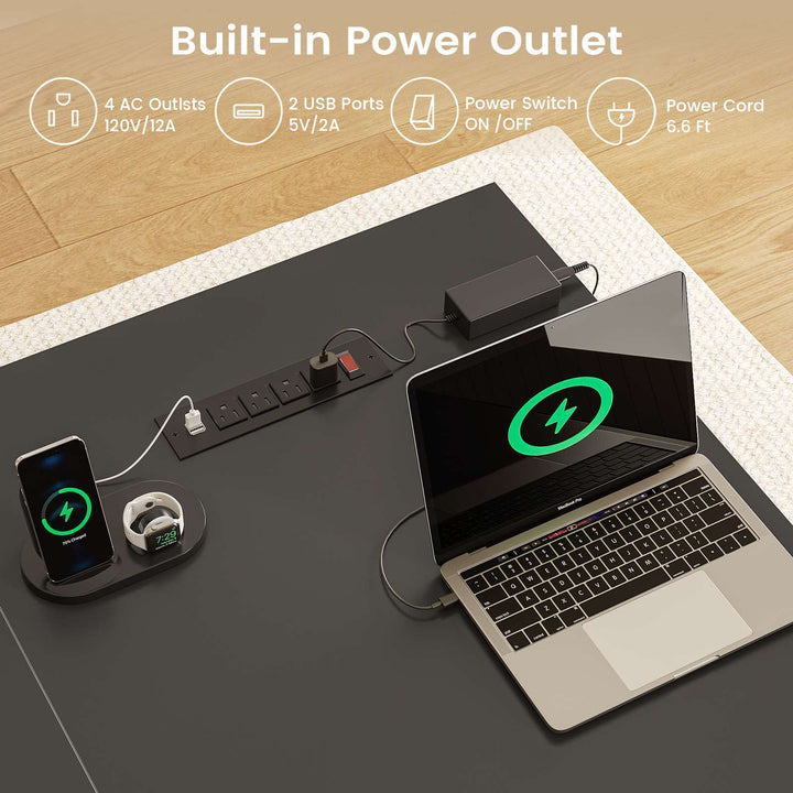 SEDETA 59 Inch L Shaped Electric Standing Desk Executive Height Adjustable Computer Desk with Drawers Power Outlets