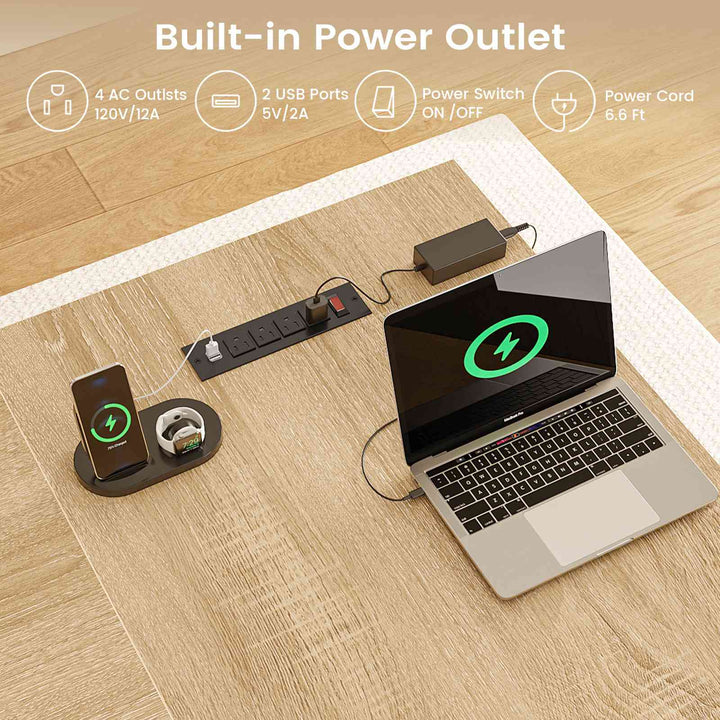 SEDETA 59 Inch L Shaped Electric Standing Desk Executive Height Adjustable Computer Desk with Drawers Power Outlets