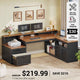 SEDETA 59 Inch Farmhouse L Shaped Computer Desk Wood Corner Office Desk with Power Outlets File Drawers Storage Cabinet Monitor Stand