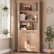 SEDETA 70 Inch Farmhouse Bookcases with Doors and Drawer Floor Standing 6 Shelf Display Storage Shelves