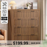 SEDETA® 33.5 Inch Office File Cabinets for Letter/Legal/A4 Size File Farmhouse 4 Drawer File Cabinet Filing Cabinet for Home Office Cabinet Organizer for Study Room Living Room