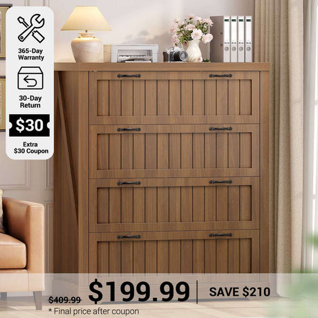 SEDETA® 33.5 Inch Office File Cabinets for Letter/Legal/A4 Size File Farmhouse 4 Drawer File Cabinet Filing Cabinet for Home Office Cabinet Organizer for Study Room Living Room