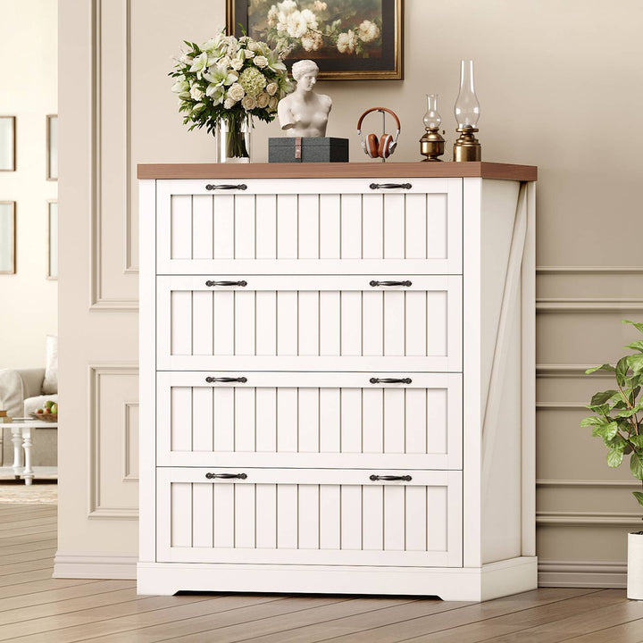 SEDETA 33.5 Inch Farmhouse 4 Drawer File Cabinet Filing Cabinet for Home Office Wood Office File Cabinets for Letter/Legal/A4 Size File Cabinet Organizer for Study Room Living Room