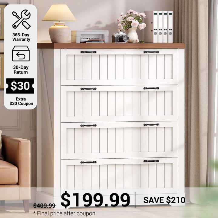 SEDETA® 33.5 Inch Office File Cabinets for Letter/Legal/A4 Size File Farmhouse 4 Drawer File Cabinet Filing Cabinet for Home Office Cabinet Organizer for Study Room Living Room