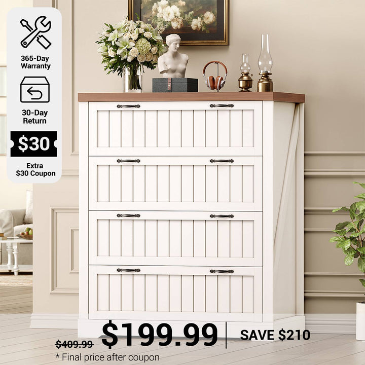 SEDETA® 33.5 Inch Office File Cabinets for Letter/Legal/A4 Size File Farmhouse 4 Drawer File Cabinet Filing Cabinet for Home Office Cabinet Organizer for Study Room Living Room