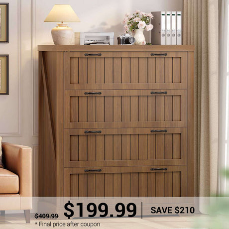 SEDETA | 33.5 Inch Farmhouse Cabinet Organizer with 4 Drawers Office File Cabinets for Letter/Legal/A4 Size File Filing Cabinet for Home Office