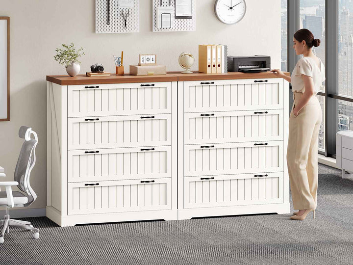 SEDETA 33.5 Inch Farmhouse 4 Drawer File Cabinet Filing Cabinet for Home Office Wood Office File Cabinets for Letter/Legal/A4 Size File Cabinet Organizer for Study Room Living Room