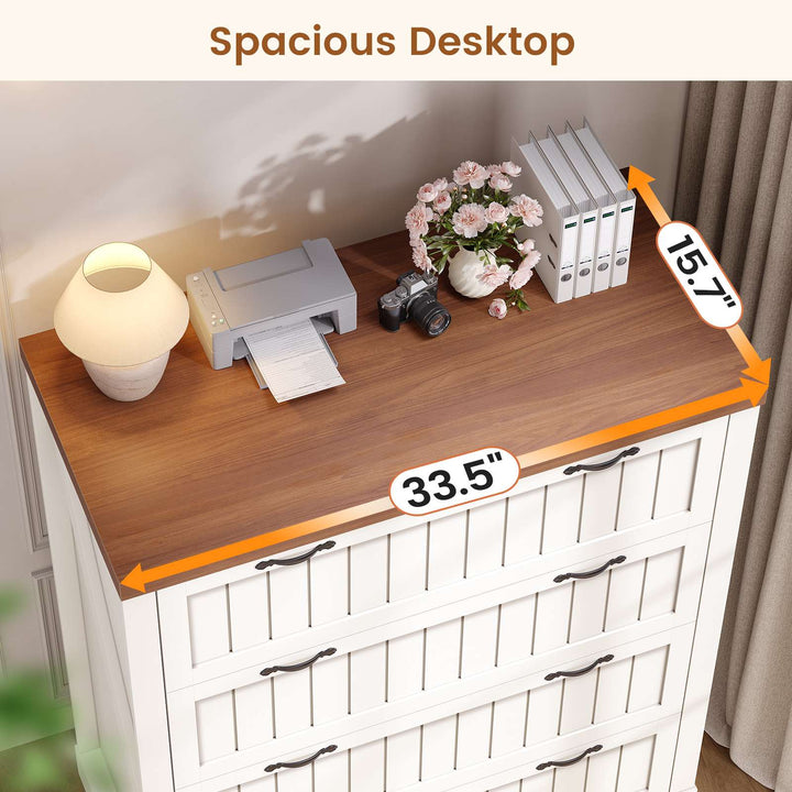 SEDETA 33.5 Inch Farmhouse 4 Drawer File Cabinet Filing Cabinet for Home Office Wood Office File Cabinets for Letter/Legal/A4 Size File Cabinet Organizer for Study Room Living Room