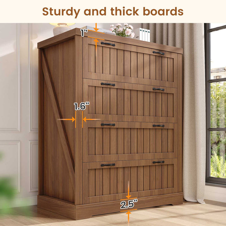 SEDETA 33.5 Inch Farmhouse 4 Drawer File Cabinet Filing Cabinet for Home Office Wood Office File Cabinets for Letter/Legal/A4 Size File Cabinet Organizer for Study Room Living Room