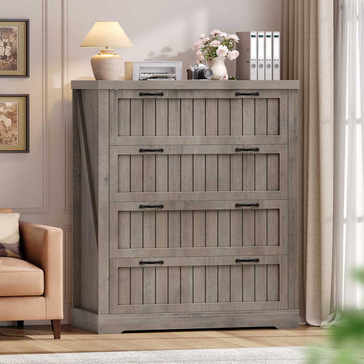 SEDETA 33.5 Inch Farmhouse 4 Drawer File Cabinet Filing Cabinet for Home Office Wood Office File Cabinets for Letter/Legal/A4 Size File Cabinet Organizer for Study Room Living Room
