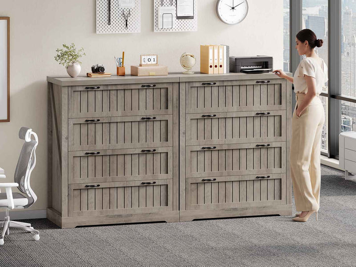SEDETA 33.5 Inch Farmhouse 4 Drawer File Cabinet Filing Cabinet for Home Office Wood Office File Cabinets for Letter/Legal/A4 Size File Cabinet Organizer for Study Room Living Room
