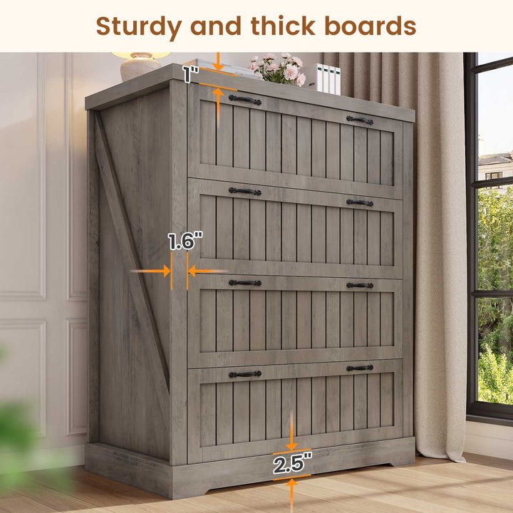 SEDETA 33.5 Inch Farmhouse 4 Drawer File Cabinet Filing Cabinet for Home Office Wood Office File Cabinets for Letter/Legal/A4 Size File Cabinet Organizer for Study Room Living Room