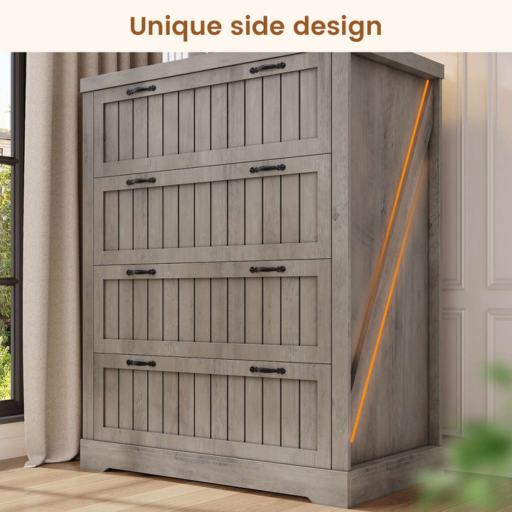 SEDETA 33.5 Inch Farmhouse 4 Drawer File Cabinet Filing Cabinet for Home Office Wood Office File Cabinets for Letter/Legal/A4 Size File Cabinet Organizer for Study Room Living Room