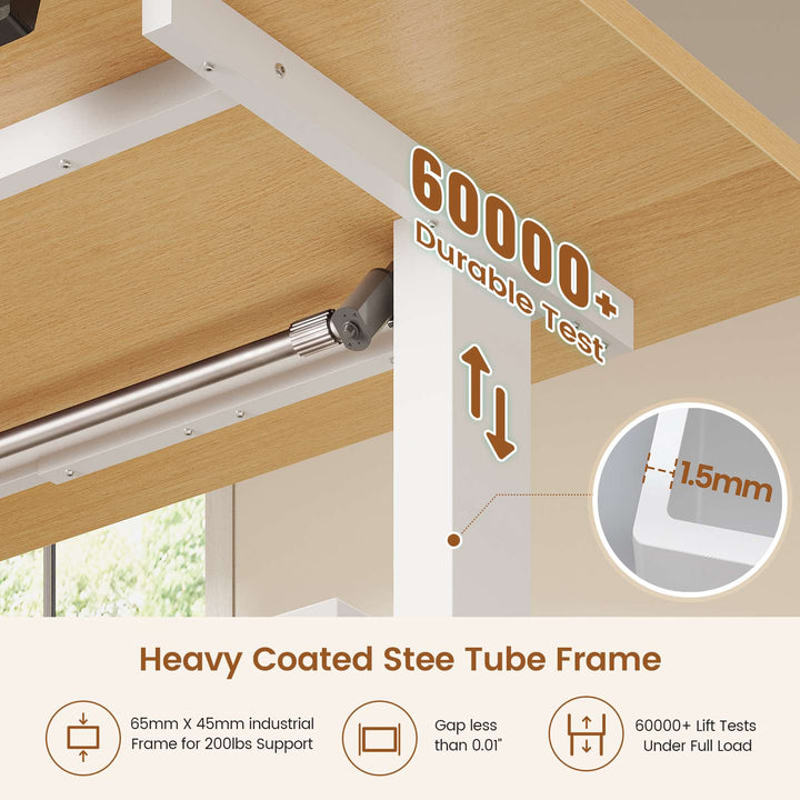 SEDETA 66.9 Inch L Shaped Electric Standing Desk with 6 Drawers Height Adjustable Corner Desk with Built-in Power Outlet Sit Stand Desk with 3 Memory Heights