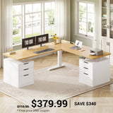 SEDETA 66.9 Inch L Shaped Electric Standing Desk with 6 Drawers Height Adjustable Corner Desk with Built-in Power Outlet Sit Stand Desk with 3 Memory Heights