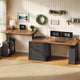SEDETA | 98.4 Inch Electric Standing Desk Height Adjustable 2 Person Long Computer Desk Farmhouse with Power Outlets 3 Drawers Storage Cabinet