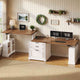 SEDETA | 98.4 Inch Electric Standing Desk Height Adjustable 2 Person Long Computer Desk Farmhouse with Power Outlets 3 Drawers Storage Cabinet