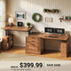 SEDETA | 98.4 Inch Electric Standing Desk Height Adjustable 2 Person Long Computer Desk Farmhouse with Power Outlets 3 Drawers Storage Cabinet