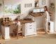 SEDETA | 98.4 Inch Electric Standing Desk Height Adjustable 2 Person Long Computer Desk Farmhouse with Power Outlets 3 Drawers Storage Cabinet