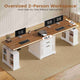 SEDETA | 98.4 Inch Electric Standing Desk Height Adjustable 2 Person Long Computer Desk Farmhouse with Power Outlets 3 Drawers Storage Cabinet