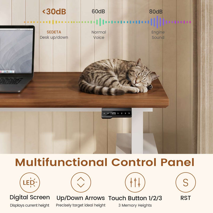 SEDETA | 98.4 Inch Electric Standing Desk Height Adjustable 2 Person Long Computer Desk Farmhouse with Power Outlets 3 Drawers Storage Cabinet