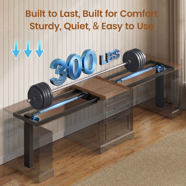 SEDETA | 98.4 Inch Electric Standing Desk Height Adjustable 2 Person Long Computer Desk Farmhouse with Power Outlets 3 Drawers Storage Cabinet