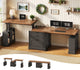 SEDETA | 98.4 Inch Electric Standing Desk Height Adjustable 2 Person Long Computer Desk Farmhouse with Power Outlets 3 Drawers Storage Cabinet